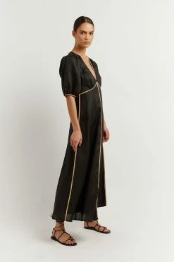 DISSH Boutiques CLOTHING LUCIA BOW LONGLINE BLACK DRESS