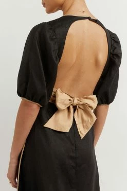 DISSH Boutiques CLOTHING LUCIA BOW LONGLINE BLACK DRESS