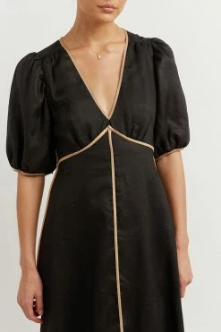 DISSH Boutiques CLOTHING LUCIA BOW LONGLINE BLACK DRESS