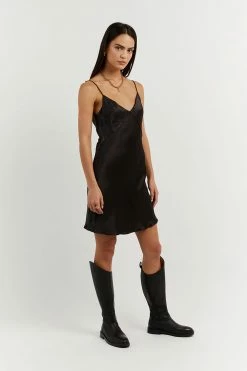 DISSH Boutiques MIA BLACK SATIN MINI DRESS