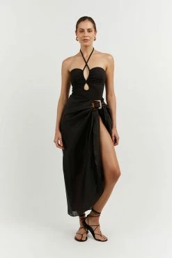 DISSH Boutiques CHLOE BLACK LINEN SARONG