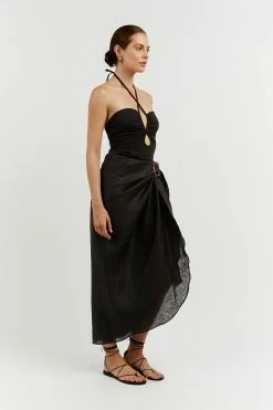 DISSH Boutiques CHLOE BLACK LINEN SARONG