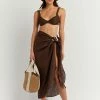 DISSH Boutiques SWIM COVER UPS CHLOE DARK CHOCOLATE LINEN SARONG