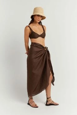 Discount ๐ DISSH Boutiques SWIM COVER UPS CHLOE DARK CHOCOLATE LINEN SARONG โญ 7 DISSH Boutiques SWIM COVER UPS CHLOE DARK CHOCOLATE LINEN SARONG