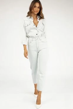 DISSH USA MACI MOM JEAN LIGHT BLUE KNITTED