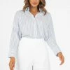 DISSH Boutiques TOPS MACRAE BLUE STRIPE SHIRT
