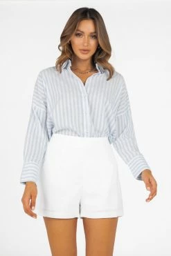 DISSH Boutiques TOPS MACRAE BLUE STRIPE SHIRT
