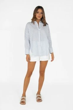 Best Pirce ๐ DISSH Boutiques TOPS MACRAE BLUE STRIPE ๐ SHIRT ๐ 7 DISSH Boutiques TOPS MACRAE BLUE STRIPE SHIRT