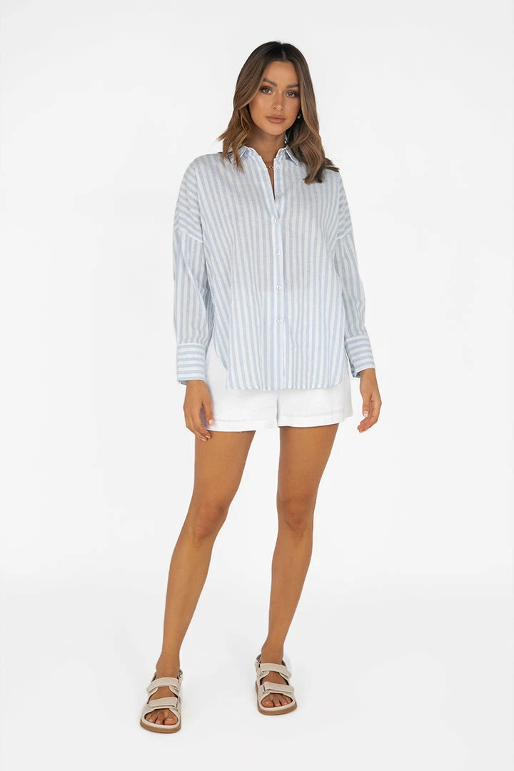 Best Pirce ๐ DISSH Boutiques TOPS MACRAE BLUE STRIPE ๐ SHIRT ๐ 3 DISSH Boutiques TOPS MACRAE BLUE STRIPE SHIRT
