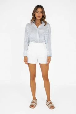 DISSH Boutiques TOPS MACRAE BLUE STRIPE SHIRT