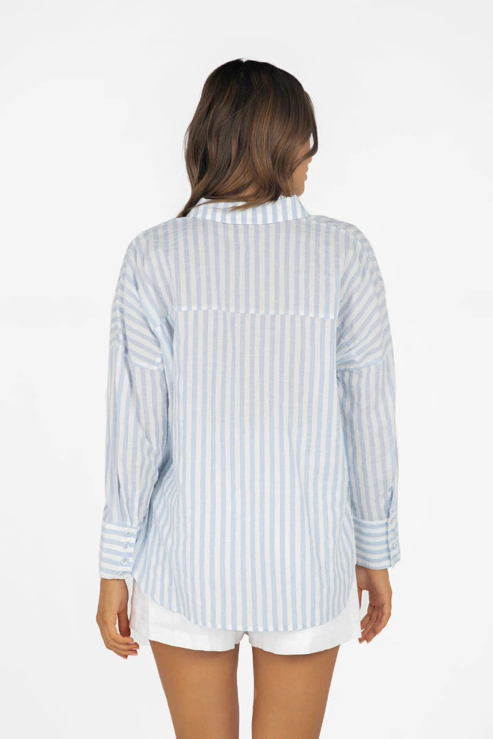 Best Pirce ๐ DISSH Boutiques TOPS MACRAE BLUE STRIPE ๐ SHIRT ๐ 4 DISSH Boutiques TOPS MACRAE BLUE STRIPE SHIRT