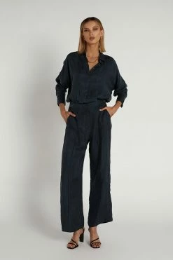 DISSH Boutiques EDEN SUEDED SATIN INK SHIRT TOPS