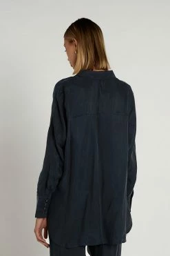 DISSH Boutiques EDEN SUEDED SATIN INK SHIRT TOPS