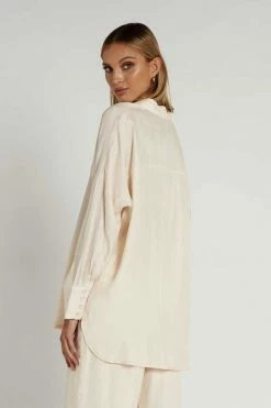 DISSH Boutiques EDEN SUEDED SATIN OYSTER SHIRT TOPS