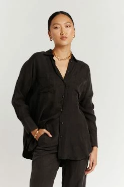 DISSH Boutiques TOPS CAMPBELL BLACK LONG SLEEVE SHIRT