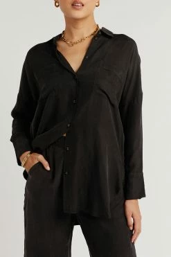 DISSH Boutiques TOPS CAMPBELL BLACK LONG SLEEVE SHIRT