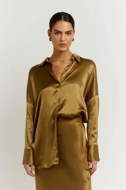 Outlet ๐ DISSH Boutiques THE BUMP FRIENDLY EDIT SIMONE CHARTREUSE SATIN ๐ SHIRT ๐ 8 DISSH Boutiques THE BUMP FRIENDLY EDIT SIMONE CHARTREUSE SATIN SHIRT