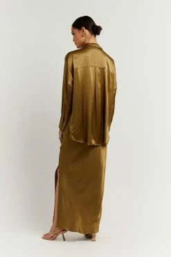 Outlet ๐ DISSH Boutiques THE BUMP FRIENDLY EDIT SIMONE CHARTREUSE SATIN ๐ SHIRT ๐ 10 DISSH Boutiques THE BUMP FRIENDLY EDIT SIMONE CHARTREUSE SATIN SHIRT