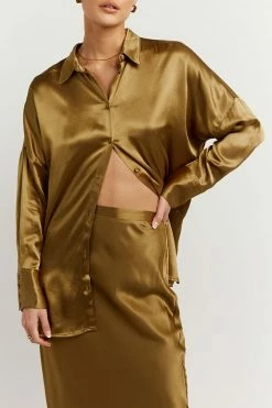 Outlet ๐ DISSH Boutiques THE BUMP FRIENDLY EDIT SIMONE CHARTREUSE SATIN ๐ SHIRT ๐ 11 DISSH Boutiques THE BUMP FRIENDLY EDIT SIMONE CHARTREUSE SATIN SHIRT