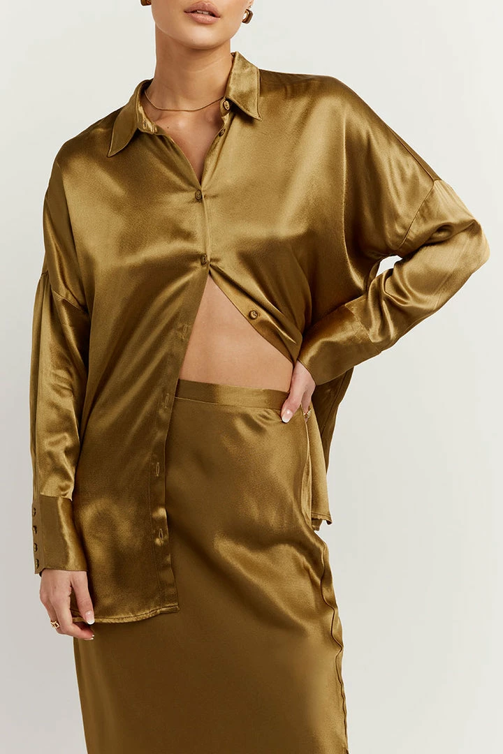 Outlet ๐ DISSH Boutiques THE BUMP FRIENDLY EDIT SIMONE CHARTREUSE SATIN ๐ SHIRT ๐ 6 DISSH Boutiques THE BUMP FRIENDLY EDIT SIMONE CHARTREUSE SATIN SHIRT