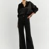 DISSH Boutiques SIMONE BLACK SATIN SHIRT CLOTHING