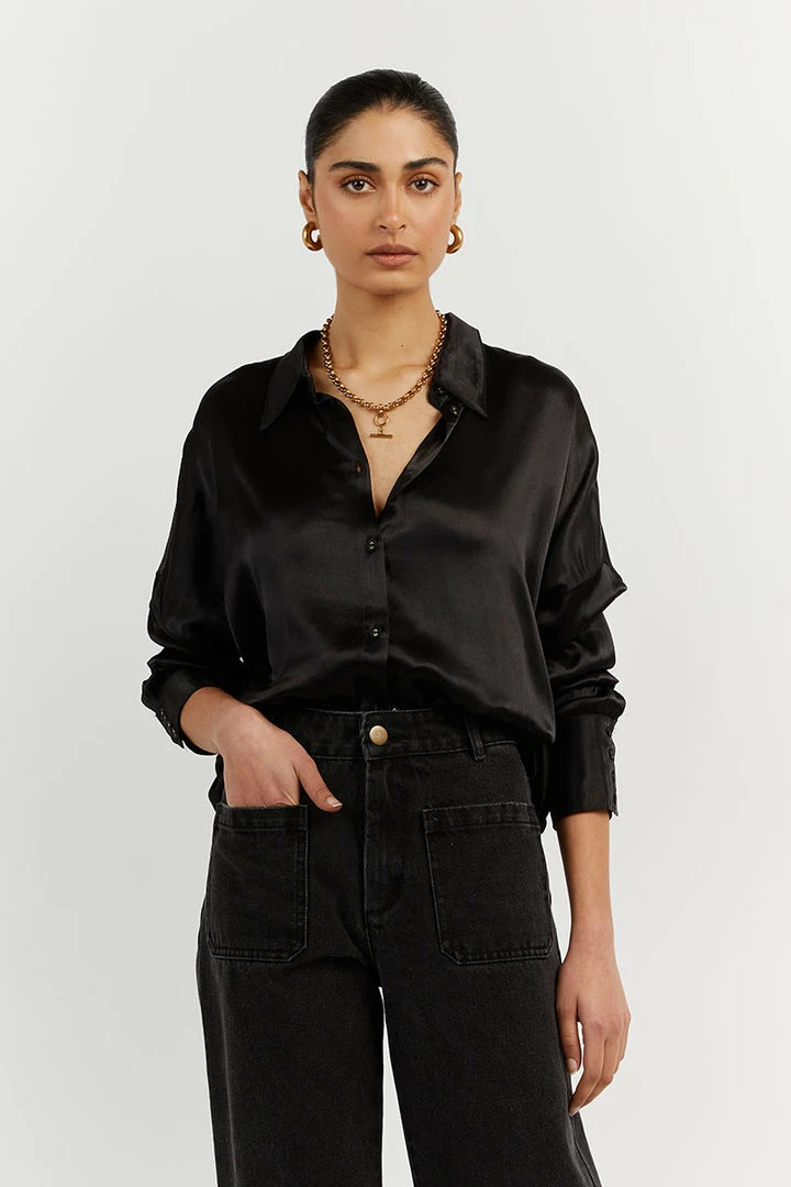 Best reviews of โญ DISSH Boutiques SIMONE BLACK SATIN ๐ SHIRT CLOTHING ๐ 2 DISSH Boutiques SIMONE BLACK SATIN SHIRT CLOTHING