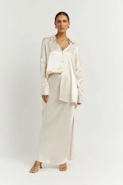 DISSH Boutiques SIMONE PEARL SATIN SHIRT CLOTHING