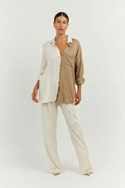 DISSH Boutiques SEREN OYSTER TWO TONE SHIRT CLOTHING