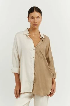 DISSH Boutiques SEREN OYSTER TWO TONE SHIRT CLOTHING