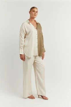 DISSH Boutiques SEREN OYSTER TWO TONE SHIRT CLOTHING