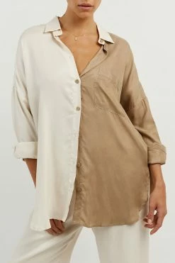 DISSH Boutiques SEREN OYSTER TWO TONE SHIRT CLOTHING