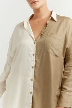 DISSH Boutiques SEREN OYSTER TWO TONE SHIRT CLOTHING