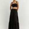 DISSH Boutiques CLOTHING BONNIE BLACK GATHER LINEN CROP TOP
