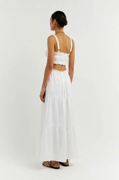 Deals ๐ DISSH Boutiques CLOTHING BONNIE WHITE GATHER LINEN CROP TOP โญ 10 DISSH Boutiques CLOTHING BONNIE WHITE GATHER LINEN CROP TOP