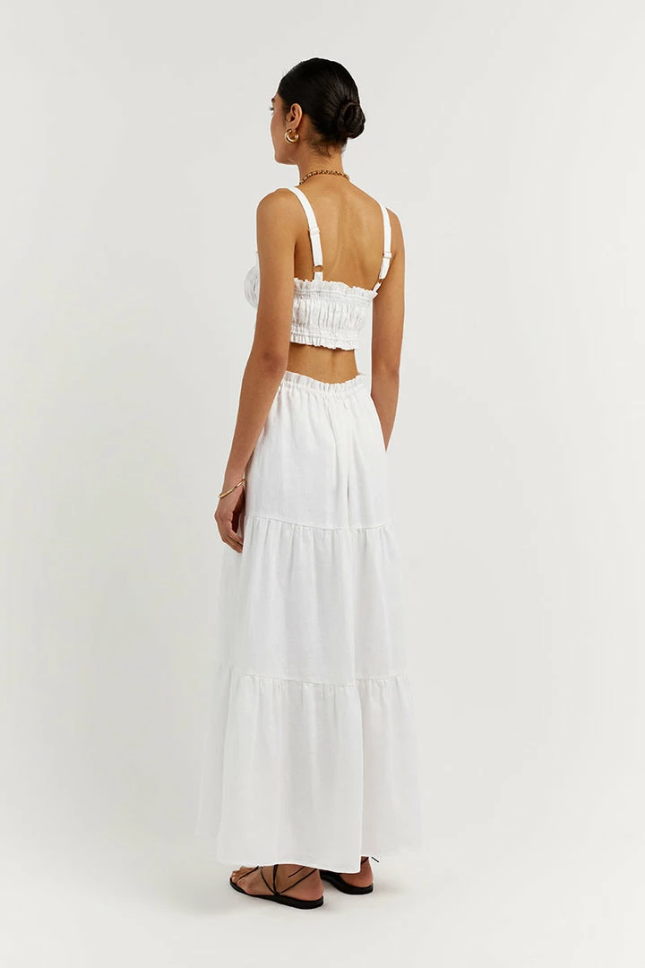 Deals ๐ DISSH Boutiques CLOTHING BONNIE WHITE GATHER LINEN CROP TOP โญ 5 DISSH Boutiques CLOTHING BONNIE WHITE GATHER LINEN CROP TOP