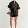 DISSH Boutiques CLOTHING FIRE BLACK LINEN JOGGER SHORT