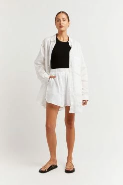 DISSH Boutiques FIRE WHITE LINEN JOGGER SHORT