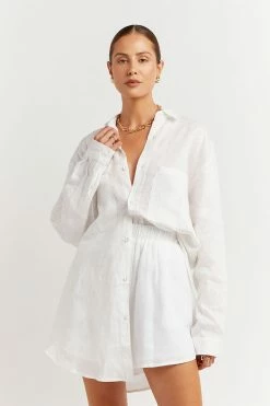 DISSH Boutiques FIRE WHITE LINEN JOGGER SHORT