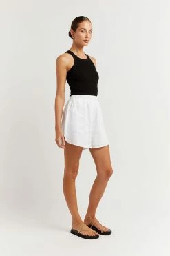 DISSH Boutiques FIRE WHITE LINEN JOGGER SHORT