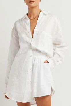 DISSH Boutiques FIRE WHITE LINEN JOGGER SHORT