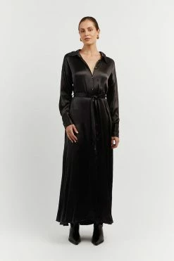 DISSH Boutiques SIMONE BLACK LONGLINE SHIRT DRESS