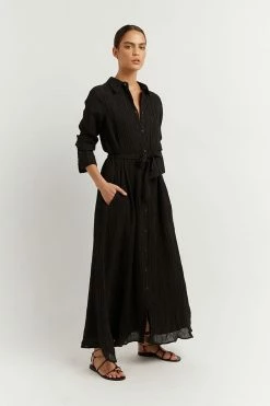Best Sale โจ DISSH Boutiques SUNMOTION RUNWAY PERCY BLACK MIDI ๐ SHIRT ๐ DRESS โญ 9 DISSH Boutiques SUNMOTION RUNWAY PERCY BLACK MIDI SHIRT DRESS