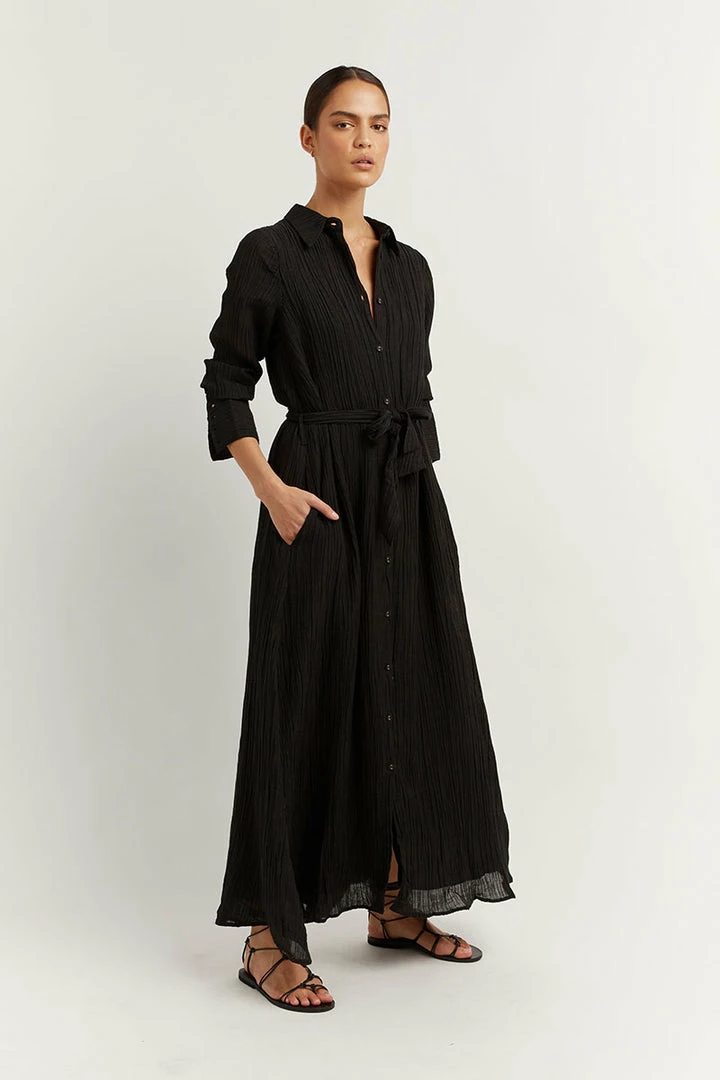 Best Sale โจ DISSH Boutiques SUNMOTION RUNWAY PERCY BLACK MIDI ๐ SHIRT ๐ DRESS โญ 4 DISSH Boutiques SUNMOTION RUNWAY PERCY BLACK MIDI SHIRT DRESS