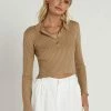 DISSH Boutiques MILLICENT BEIGE LONG SLEEVE KNIT TOPS