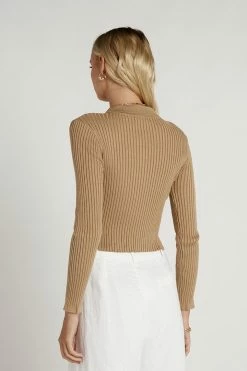 DISSH Boutiques MILLICENT BEIGE LONG SLEEVE KNIT TOPS