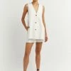 DISSH Boutiques LOGAN OFF WHITE LINEN LONGLINE TOP CLOTHING