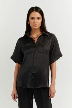 DISSH Boutiques CLOTHING EVANS BLACK SILK VACATION SHIRT