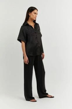 DISSH Boutiques CLOTHING EVANS BLACK SILK VACATION SHIRT