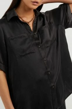 DISSH Boutiques CLOTHING EVANS BLACK SILK VACATION SHIRT
