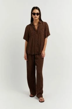 DISSH Boutiques CLOTHING FAME BLACK CHOC GEO VACATION SHIRT